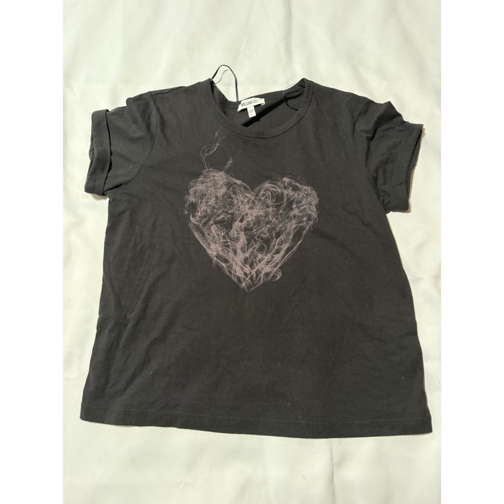 William Rast Short Sleeve Beaux Smoking Heart Graphic T Shirt Women's L